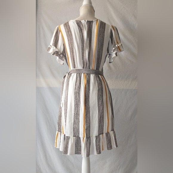 Simplee - Wrap Pom-pom Striped Dress - Super Cute! M - Picture 8 of 12